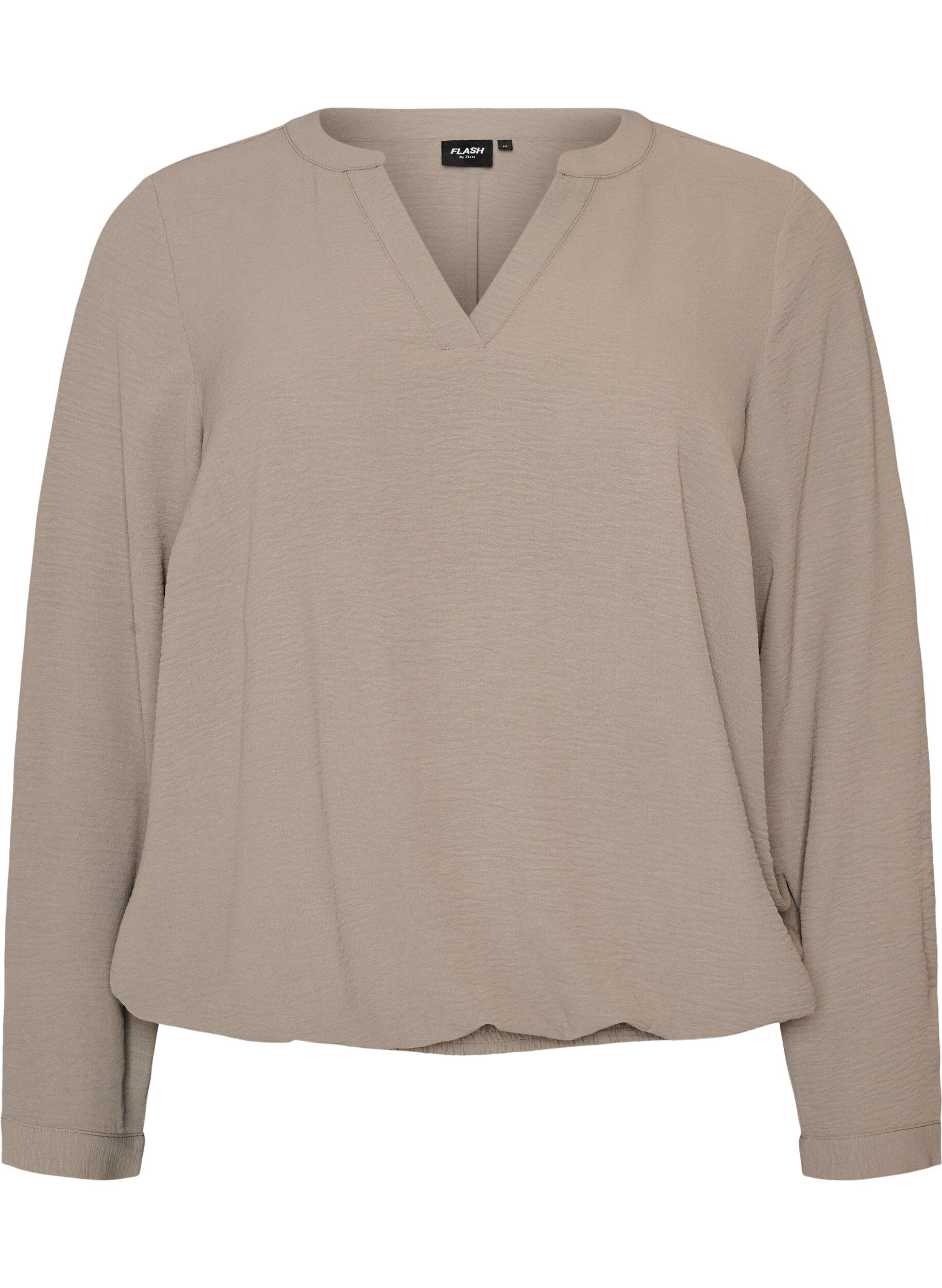 ZizziBlouse met ballonsilhouet en V-hals, Beige, Packshot image number 0