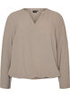 Blouse met ballonsilhouet en V-hals, Beige, Packshot image number 0