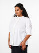 Overhemdblouse met ruches en broderie anglaise, Wit, Model image number 0