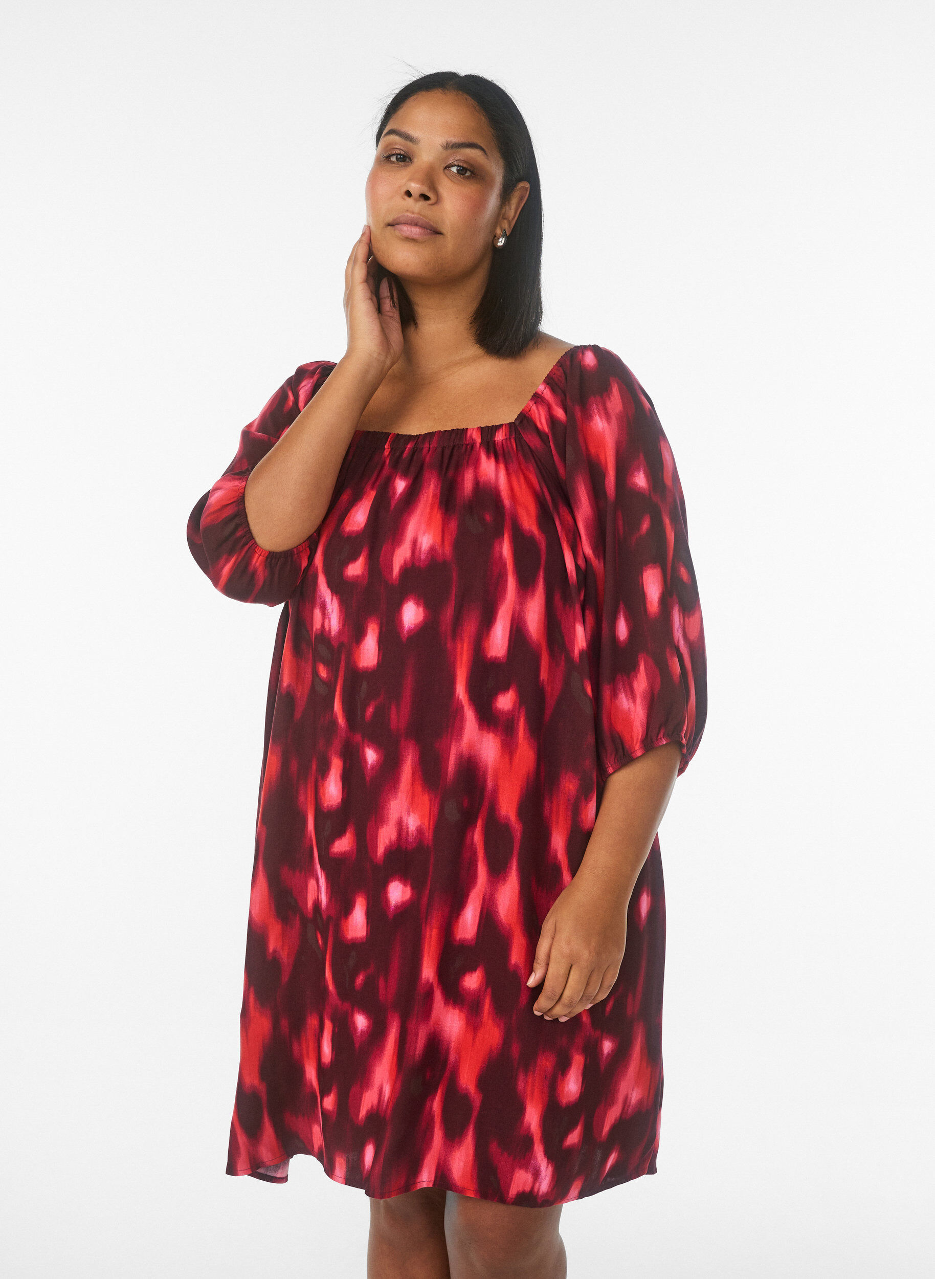 Zizzi Strandjurk in viscose met print, Roze, Model image number 0