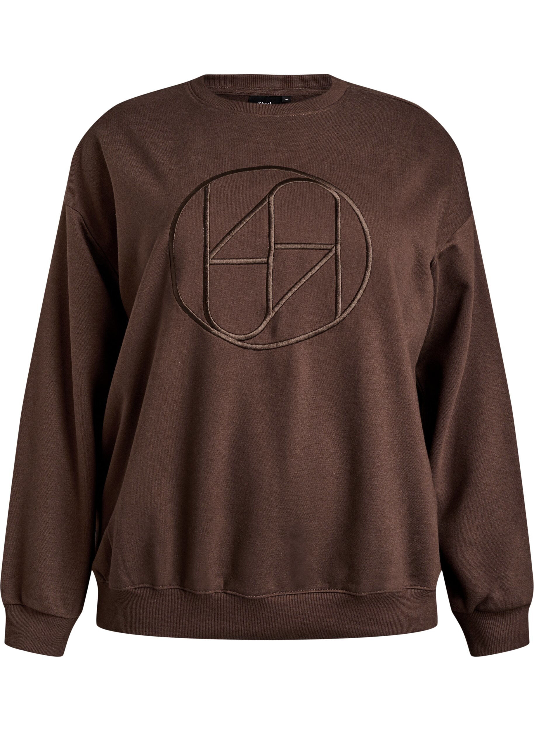 ZizziSweatshirt met motief, Bruin, Packshot image number 0