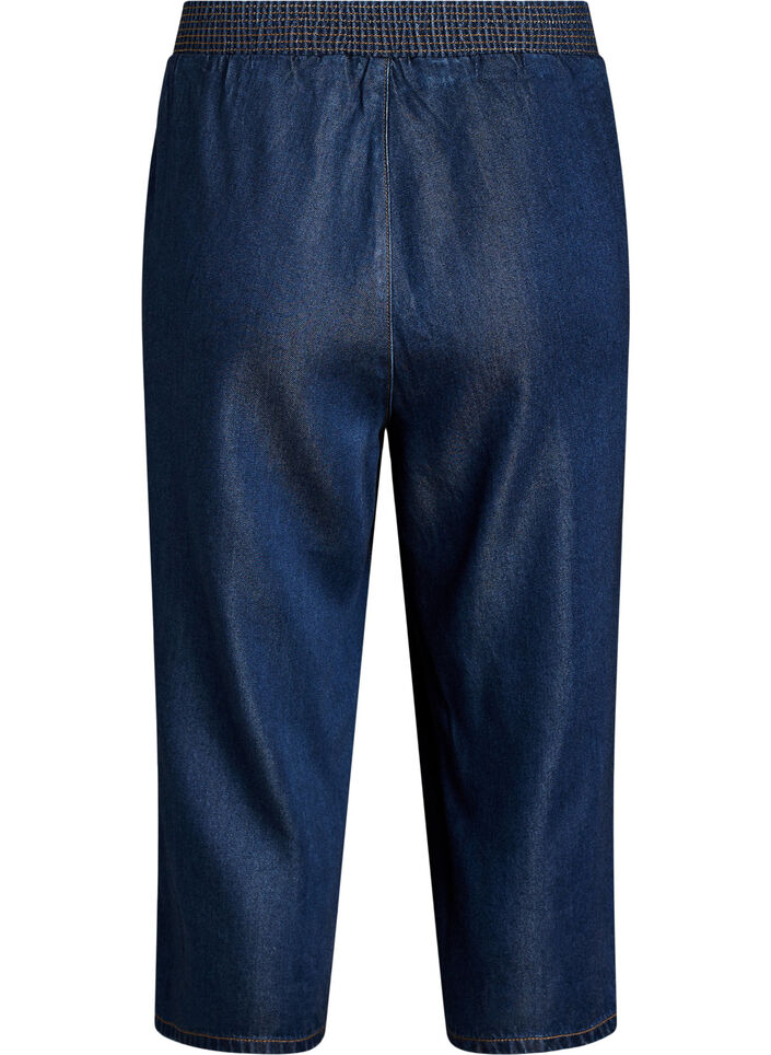 Lyocell culotte broek met wijde pijpen en denimlook, Blauw, Packshot image number 1