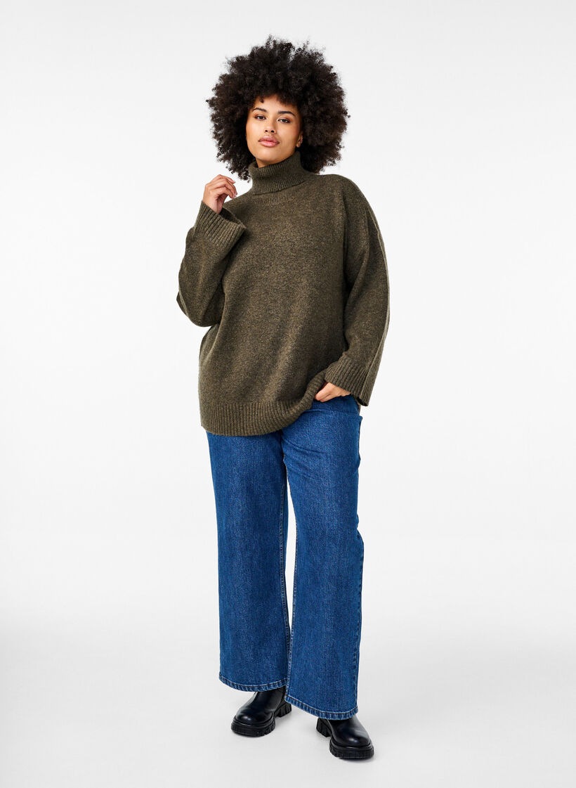 Knitted turtleneck blouse, Sea Turtle Mel., Model image number 3