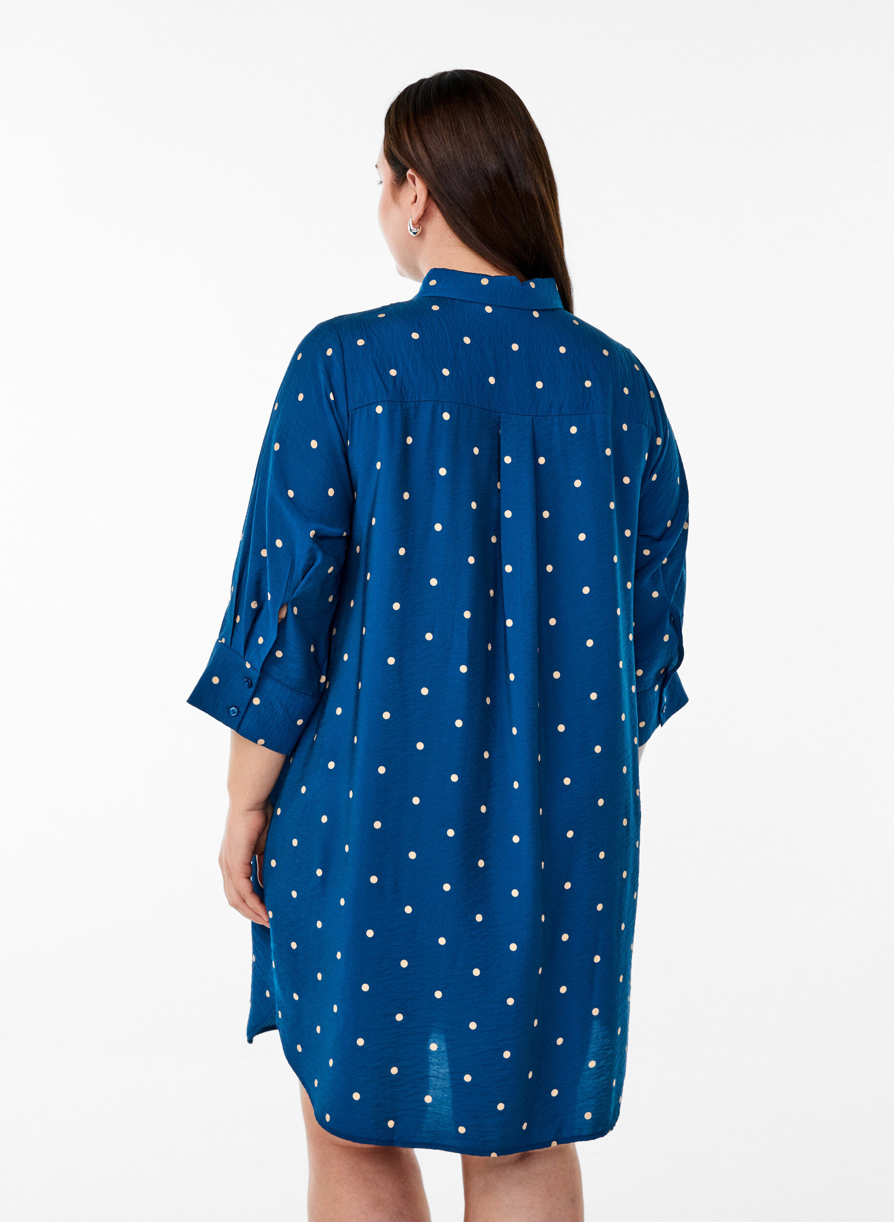 ZizziKorte jurk met kraag en borstzak, Blauw, Model image number 2