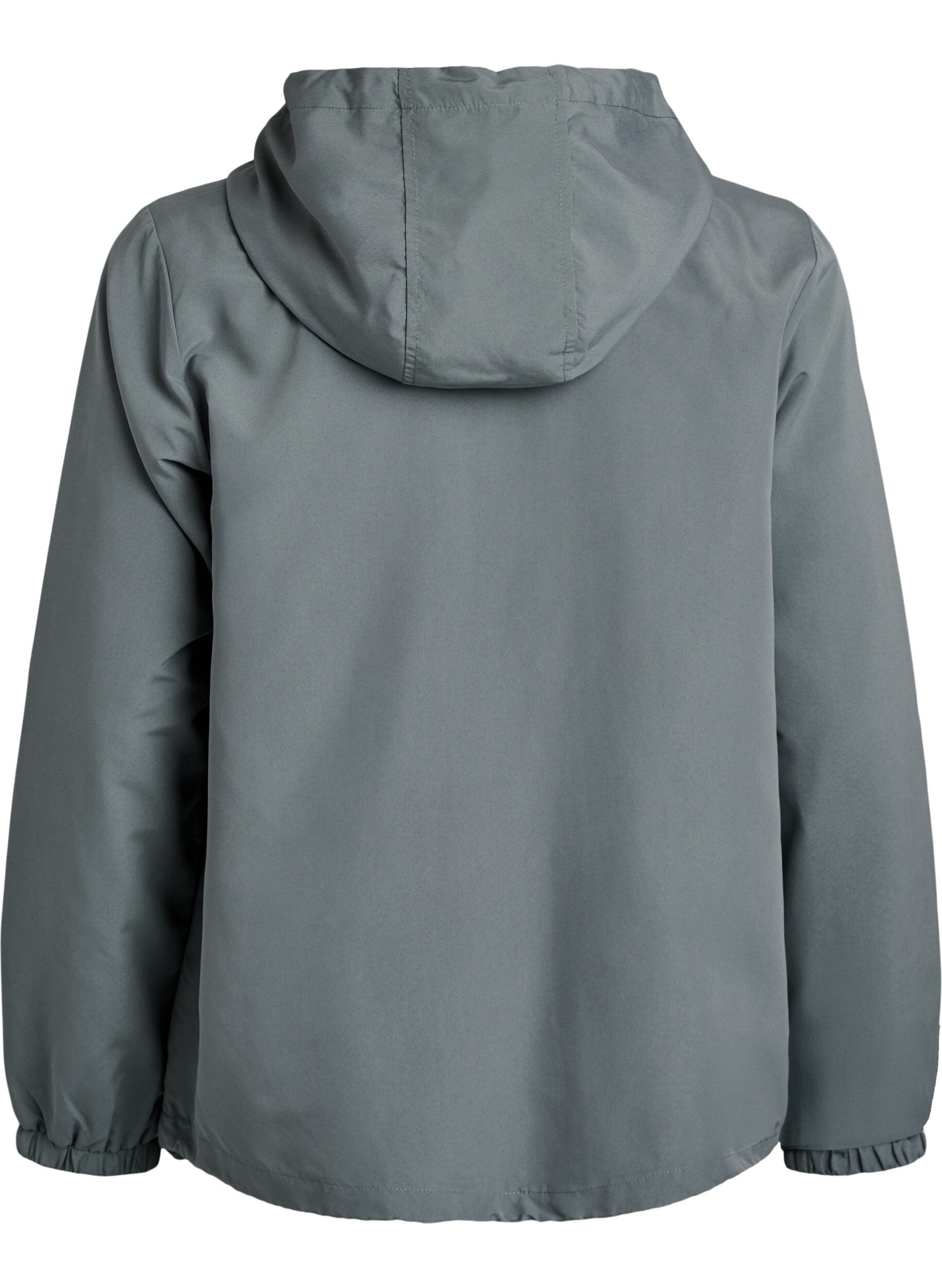 Zizzi Lichtgewicht jas met een capuchon en ritssluiting, Groen, Packshot image number 1