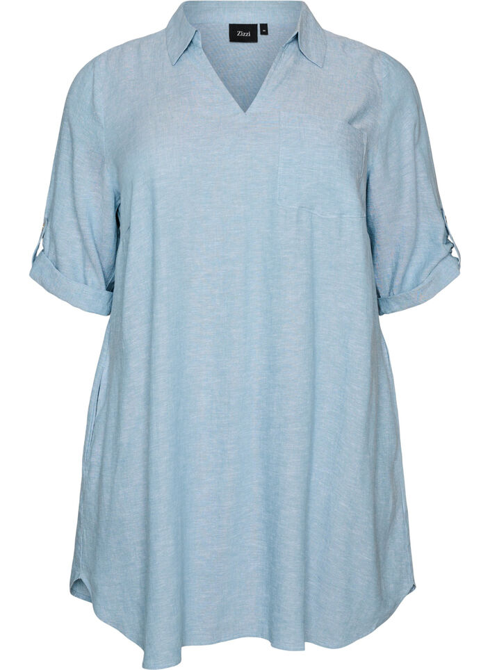 Tuniek van linnen en viscose met A-vorm, 2462, Packshot image number 0
