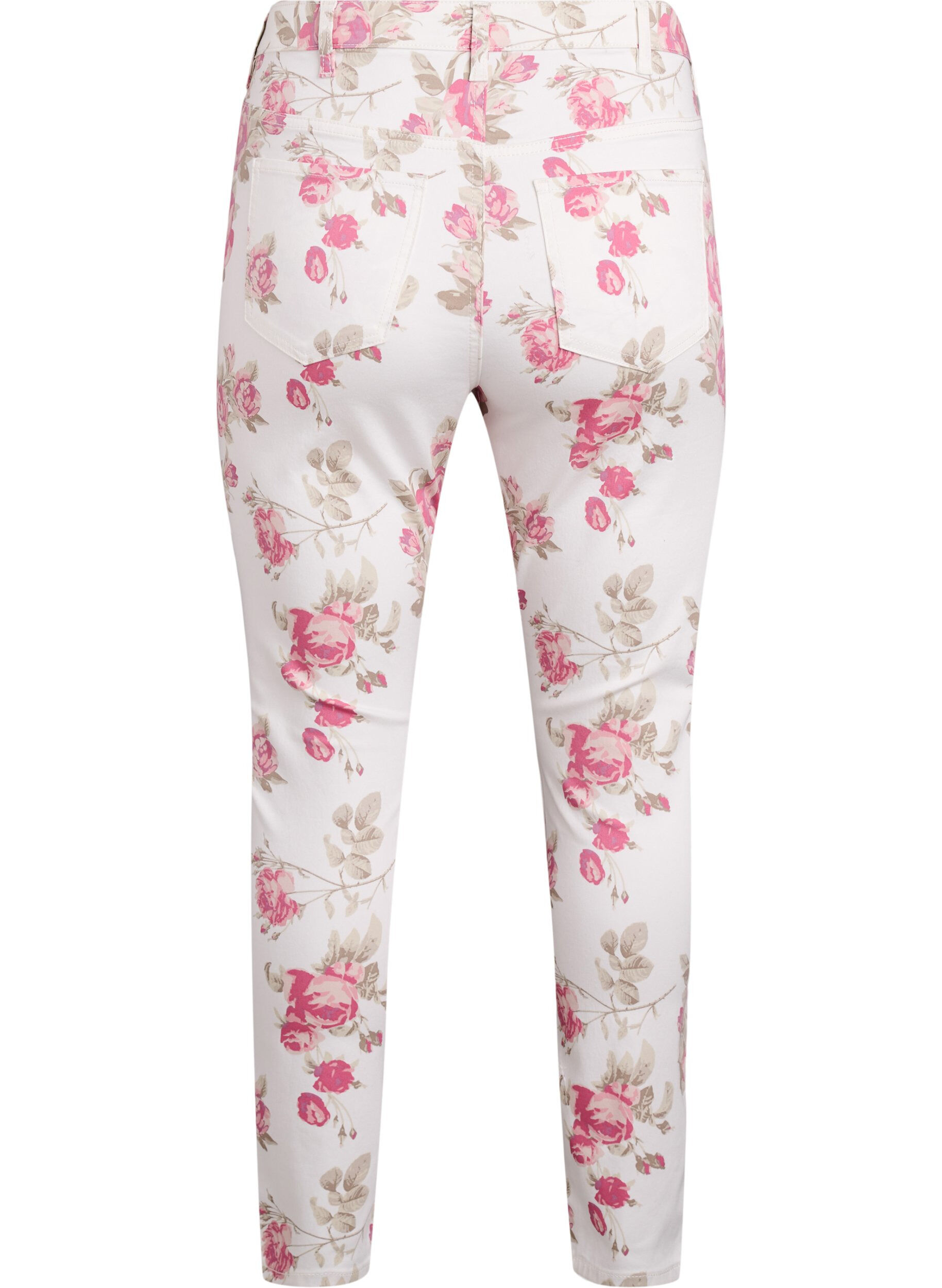 Zizzi Superslanke Amy jeans met bloemenprint, Vanille, Packshot image number 1