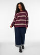 Gebreide blouse met dubbele contrasterende strepen, Rood, Model image number 1