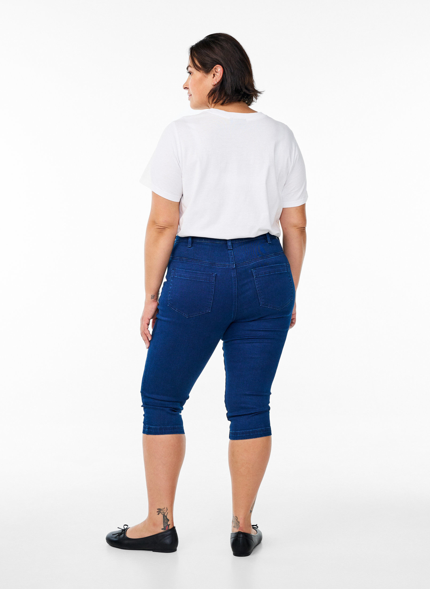 Zizzi Amy capri jeans met hoge taille en super strakke pasvorm, Blauw, Model image number 1