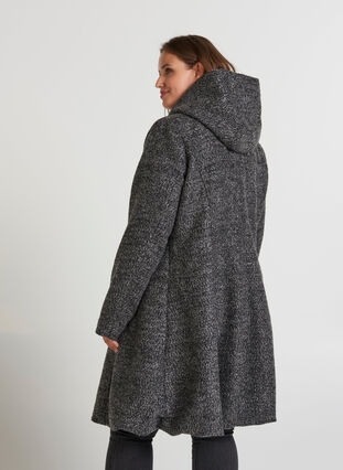 Lange jas met capuchon en wol, Dark G. mlg, Model image number 0