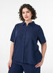 Shirt met korte mouwen in linnen en viscose, Blauw, Model image number 0