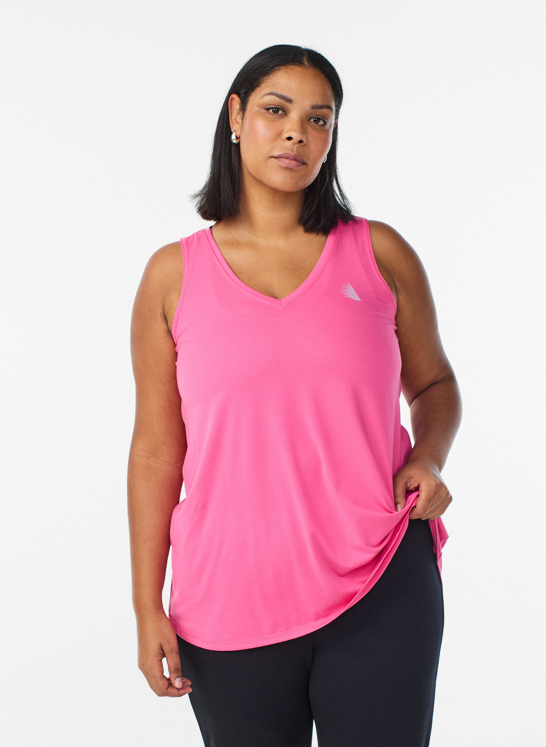 Zizzi Workout top met V-hals, Pink, Model image number 0
