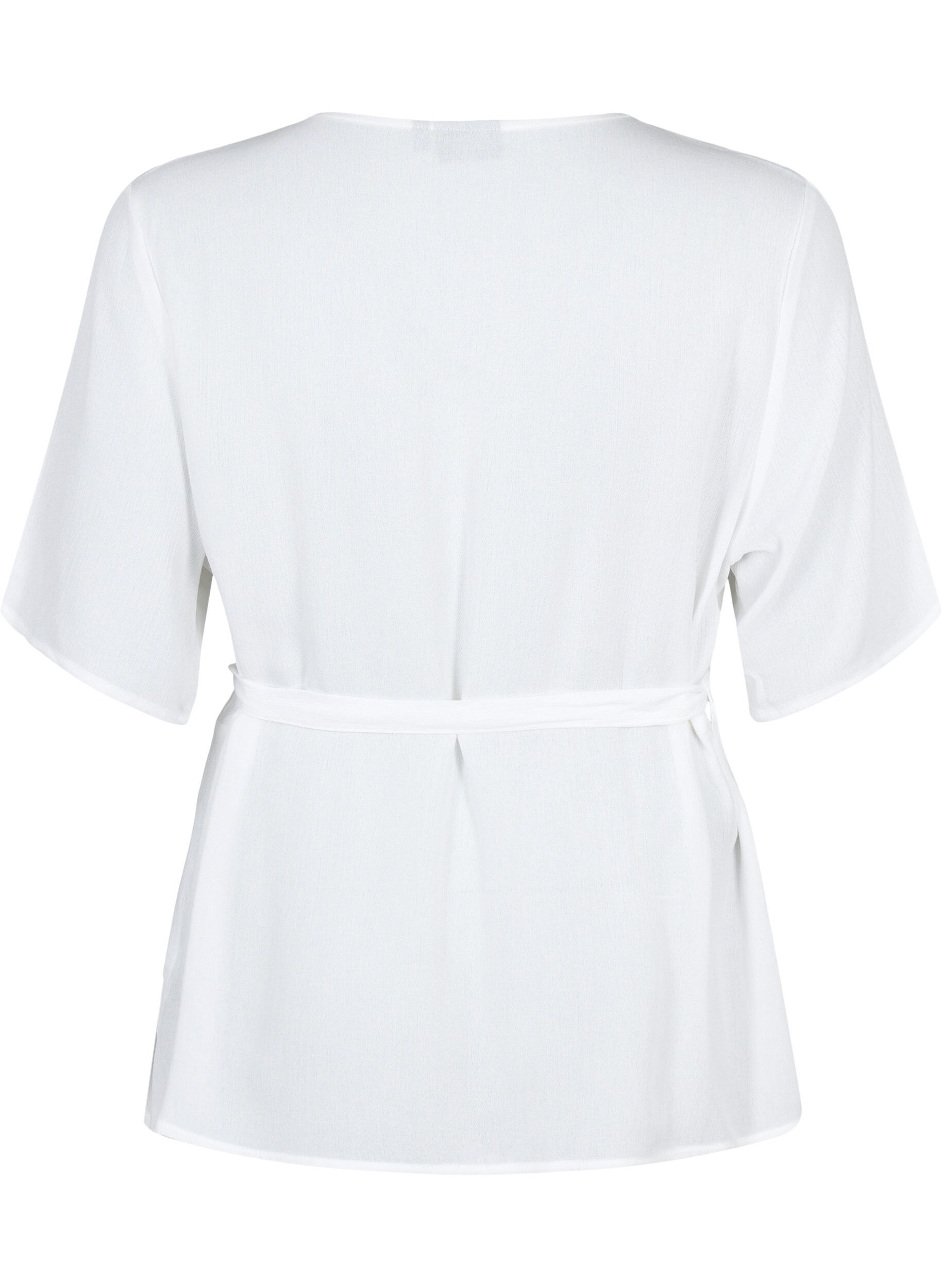 Zizzi Viscose blouse met wikkel, Bright White, Packshot image number 1