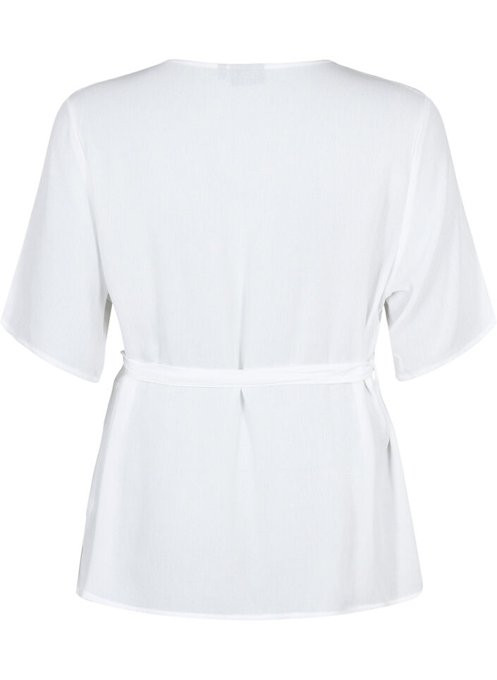 Viscose blouse met wikkel, Bright White, Packshot image number 1