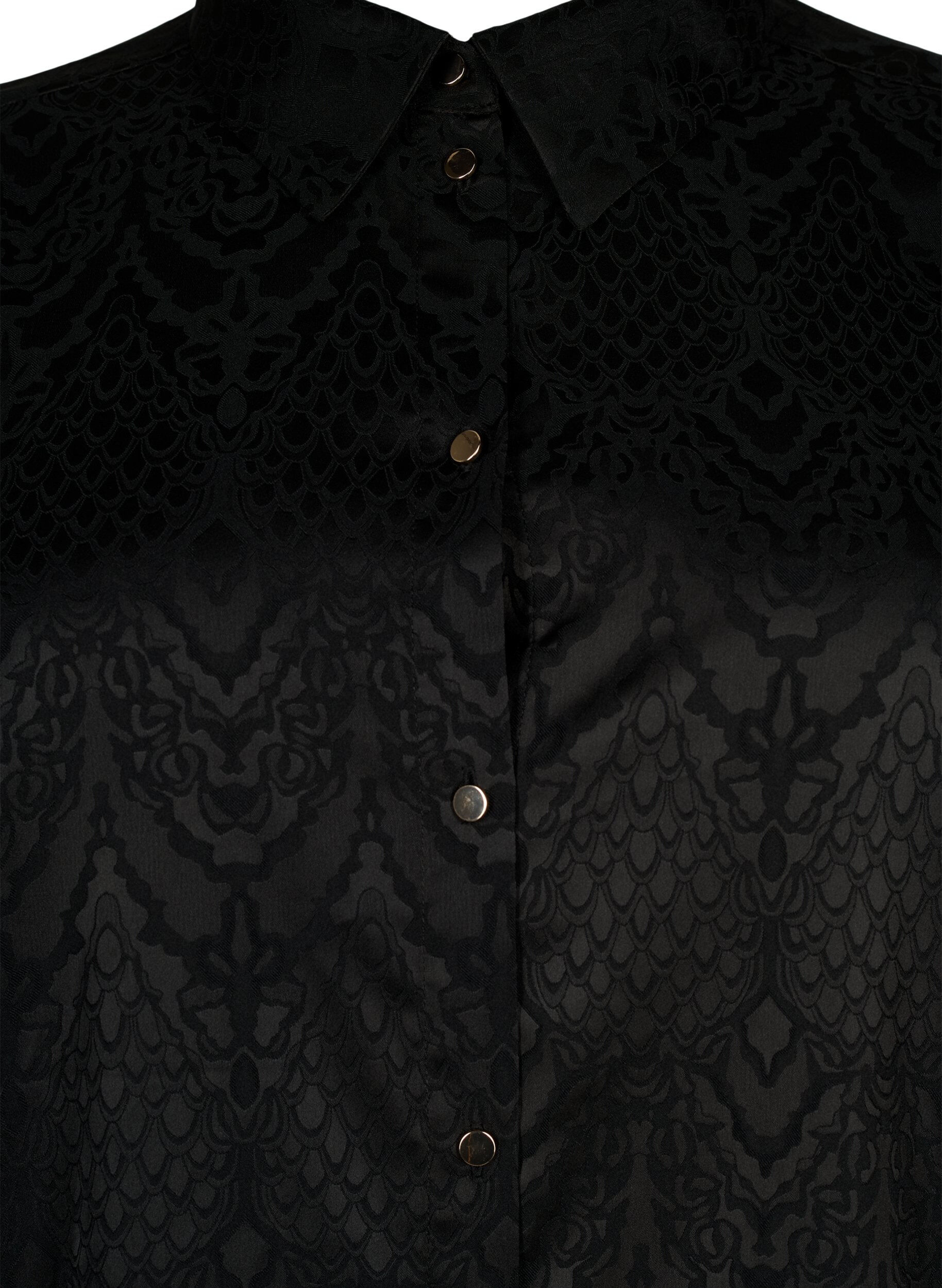 Zizzi Lang shirt met structuurpatroon, Black, Packshot image number 2