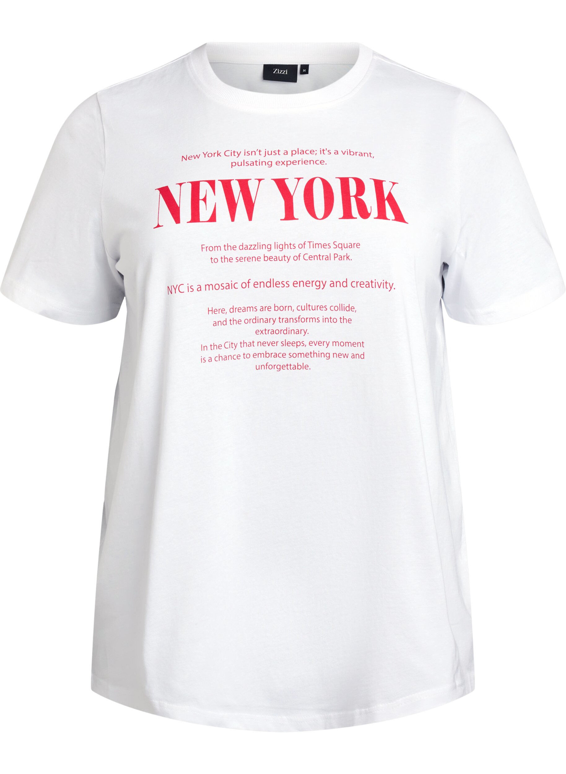 ZizziT-shirt met tekstprint en ronde hals, Wit, Packshot image number 0