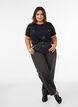 Viscose T-shirt met strassteentjes, Zwart, Model image number 1