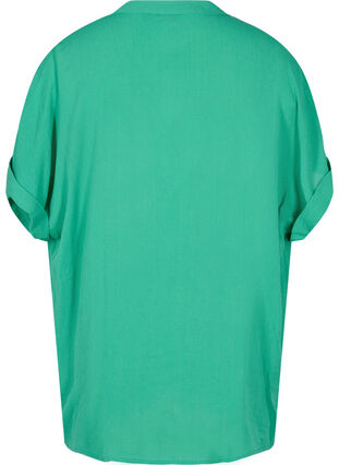 Viscose overhemd met korte mouwen en v-hals, Holly Green, Packshot image number 1