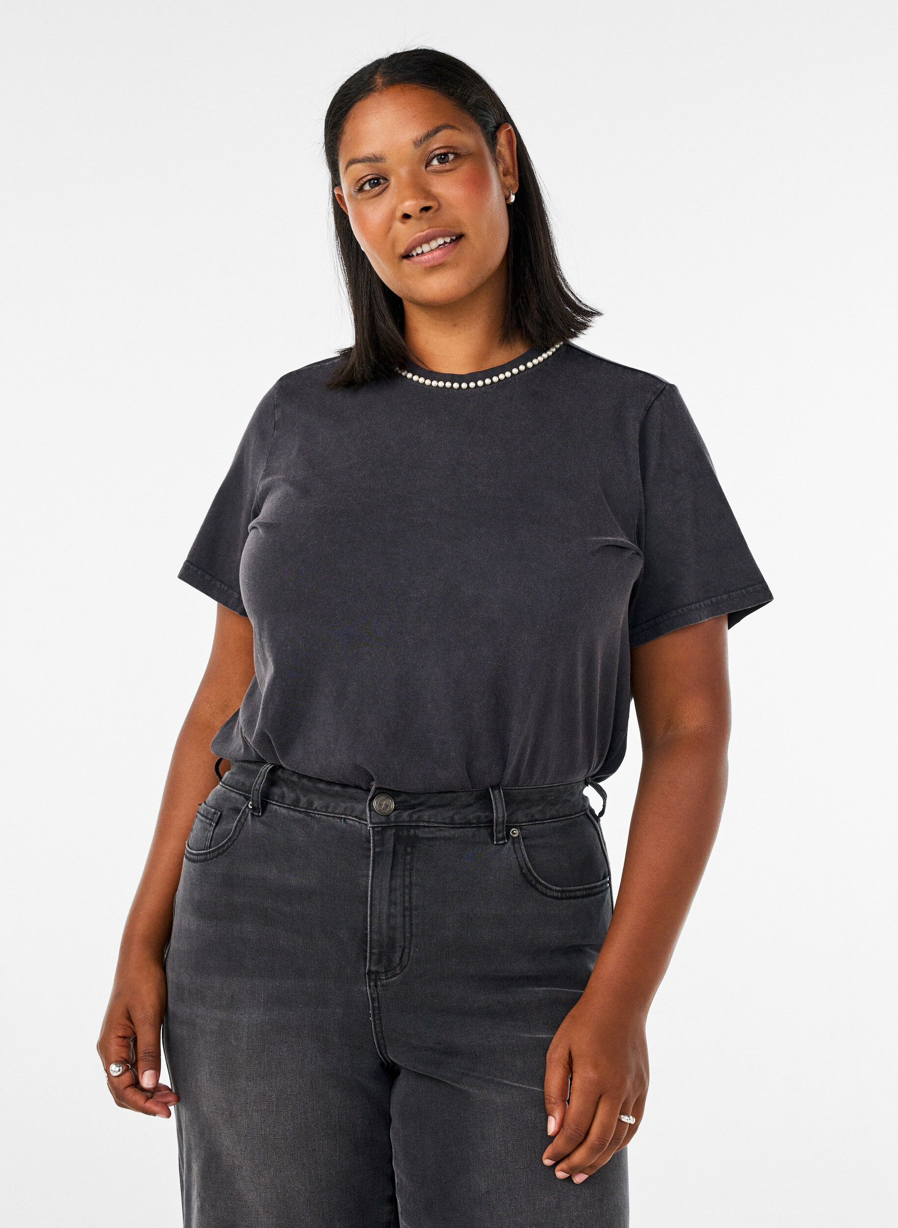 ZizziGrafisch T-shirt van biologisch katoen, Grijs, Model image number 0