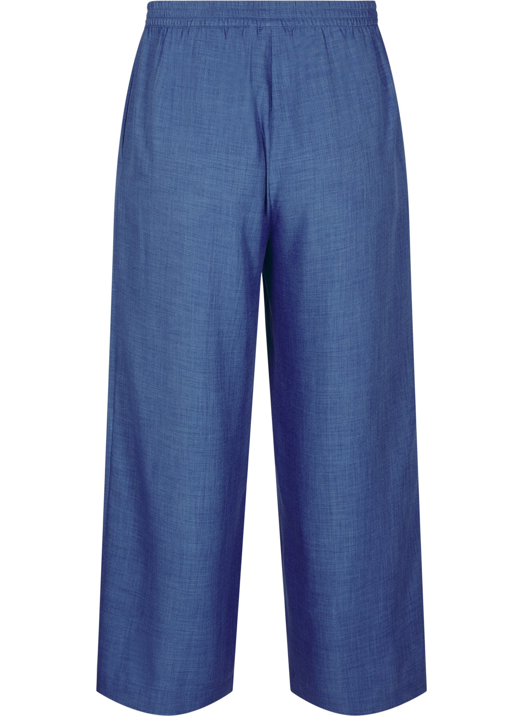 ZizziLosse broek met elastische tailleband en zakken, Blauw, Packshot image number 1