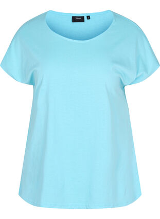 T-shirt met mix van katoen, Blue Topaz, Packshot image number 0