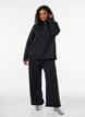 Sweatpants met hoge taille en wijde pijpen, Zwart, Model image number 0
