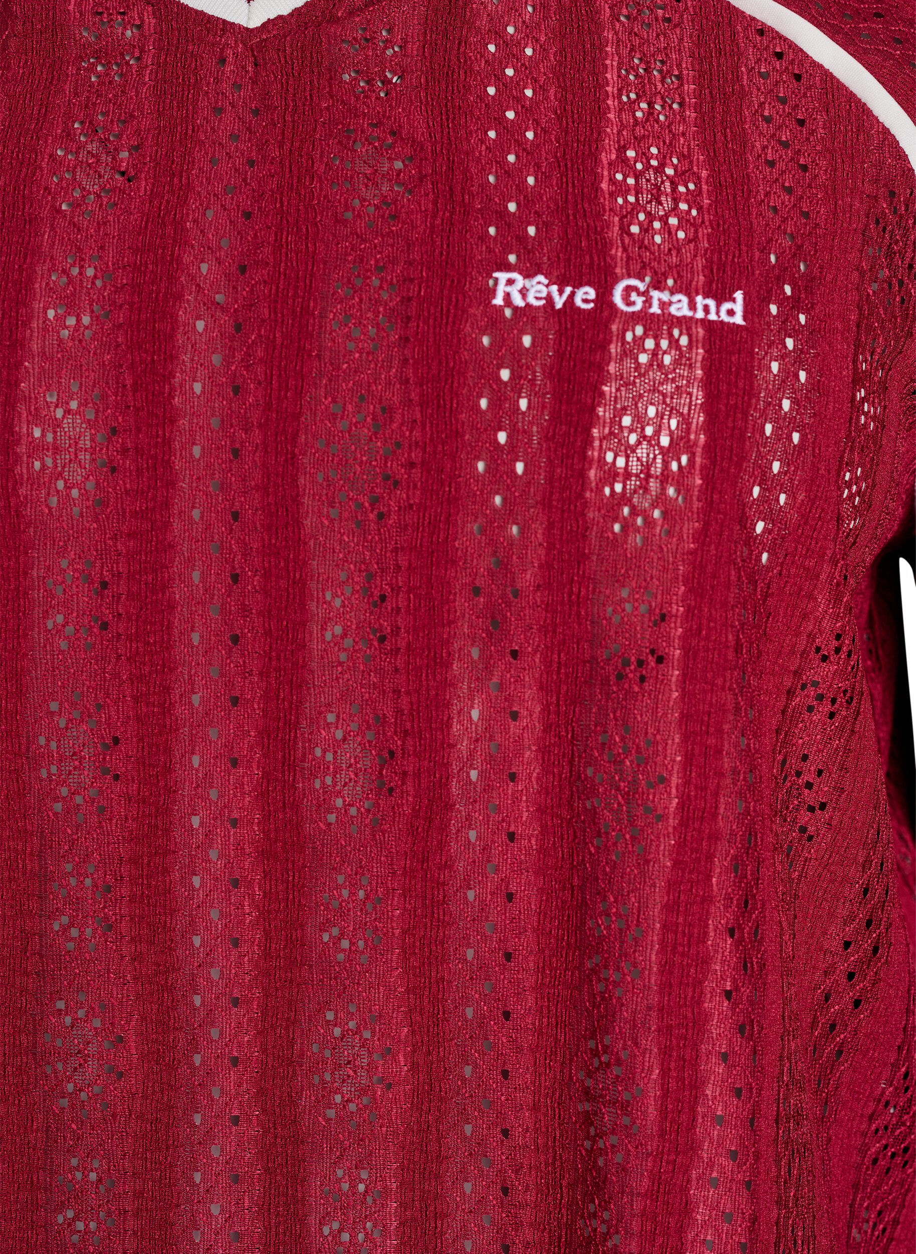 Zizzi Jersey blouse met een textuur en contrasterende details, Rood, Packshot image number 2