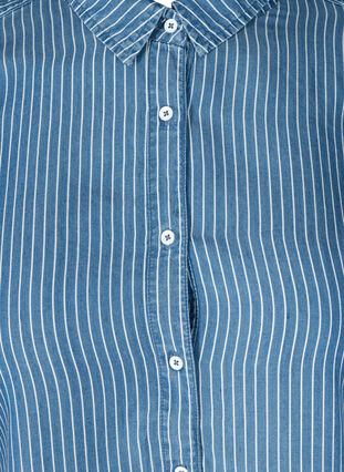 Gestreepte blouse in lyocell, Blue denim, Packshot image number 2