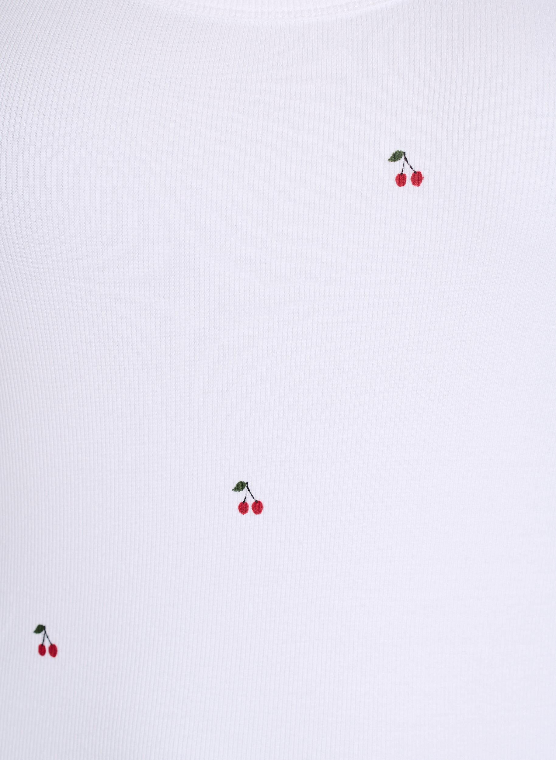 Zizzi Nauwsluitende top met motief, Wit, Packshot image number 2