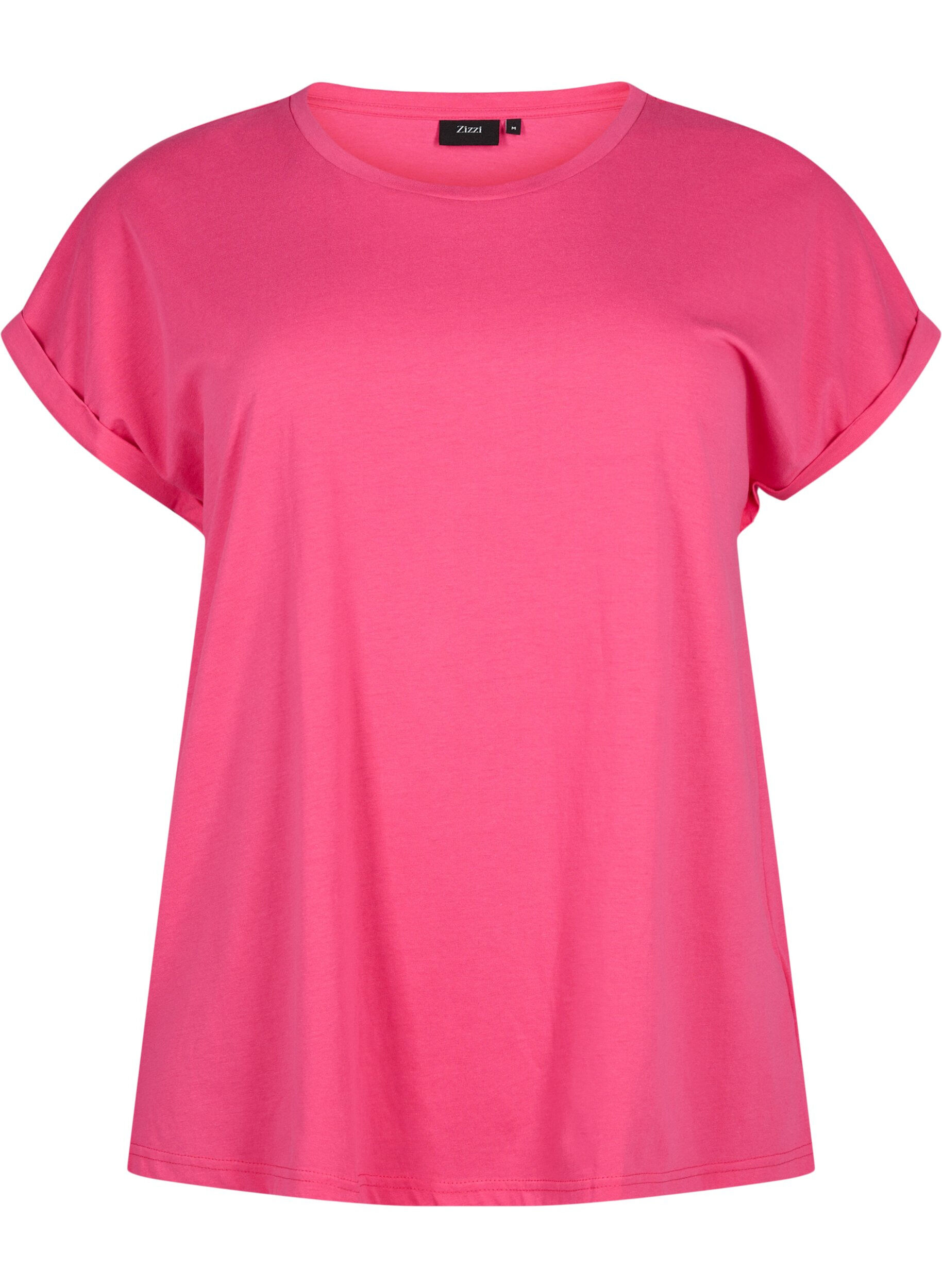 ZizziT-shirt met korte mouwen van katoenmix, Roze, Packshot image number 0