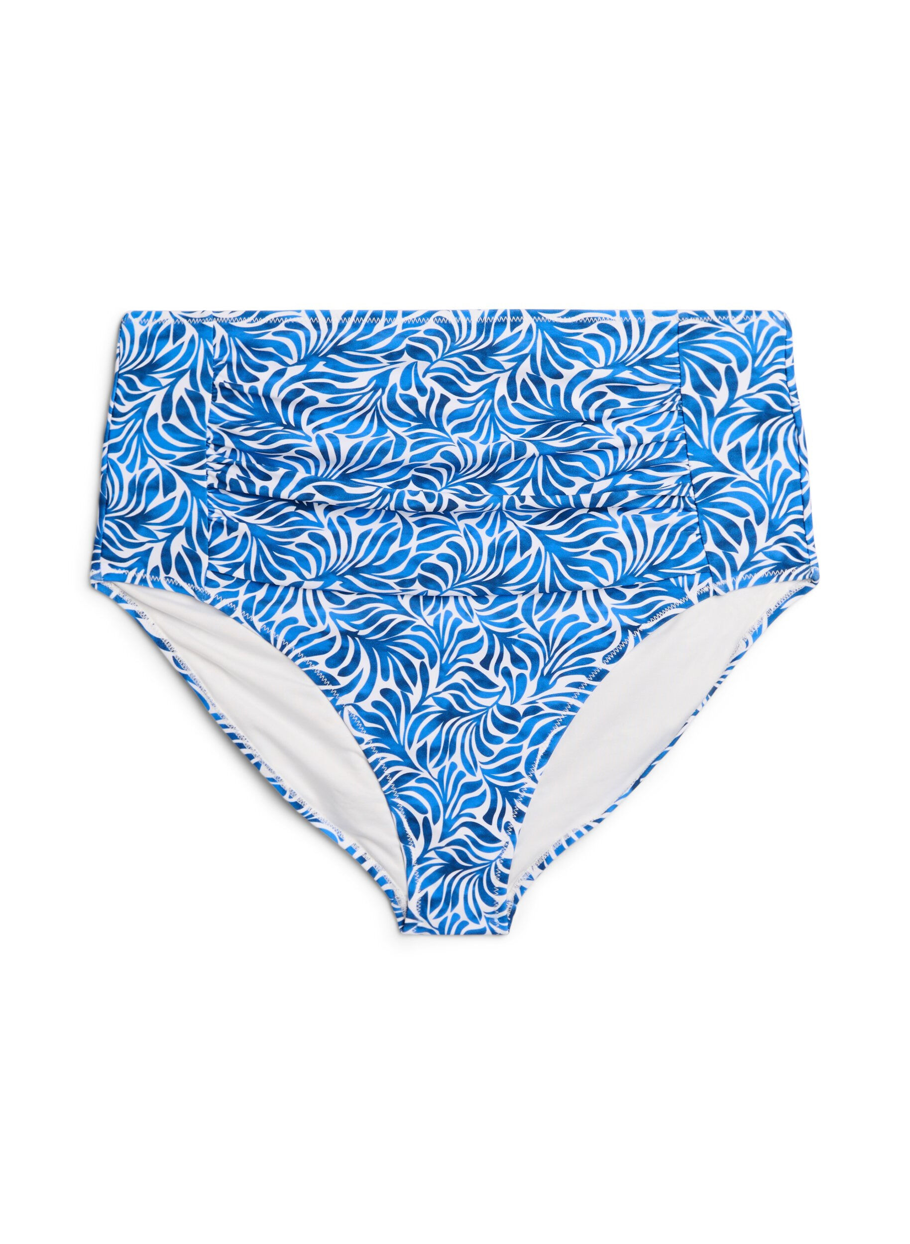 Zizzi Bikinibroekje met print en een hoge taille, Blauw, Packshot image number 0