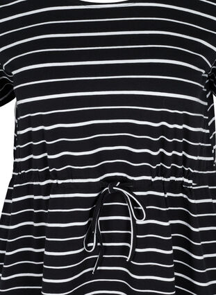 Katoenen tuniek met korte mouwen, Black/White Stripe , Packshot image number 2