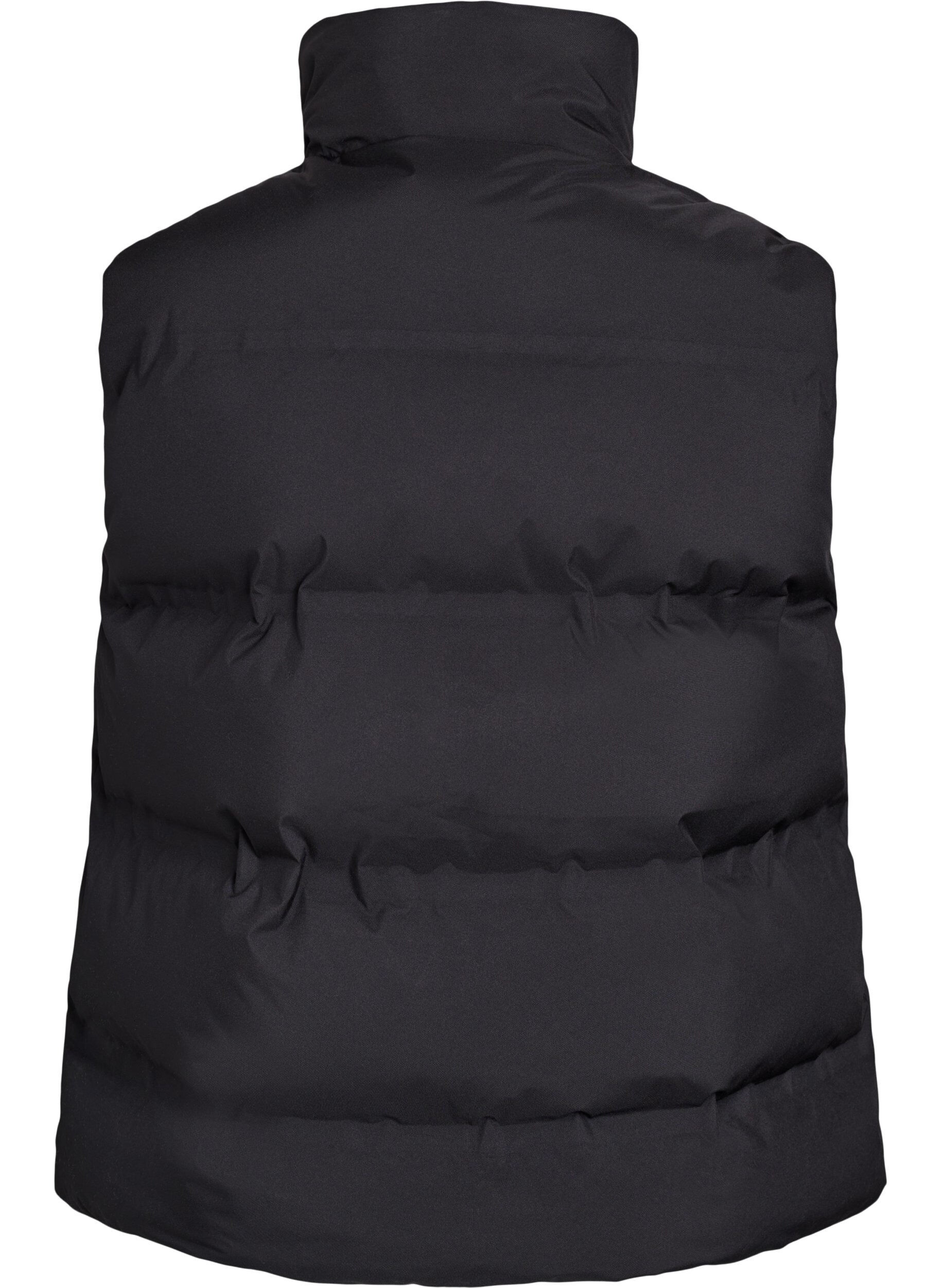 Zizzi Korte puffer bodywarmer met hoge kraag, Zwart, Packshot image number 1