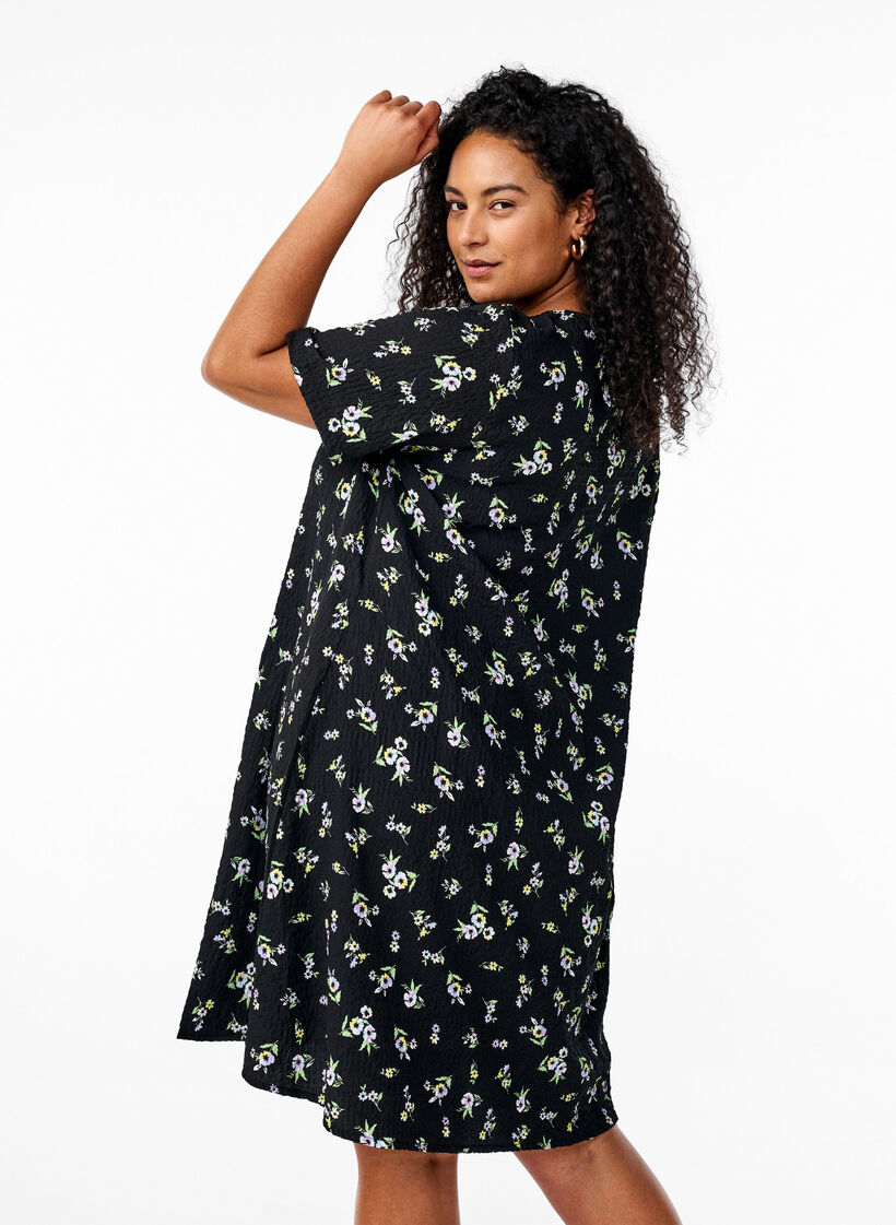 FLASH - Jurk met korte mouwen en een V-hals, Zwart, Model image number 2