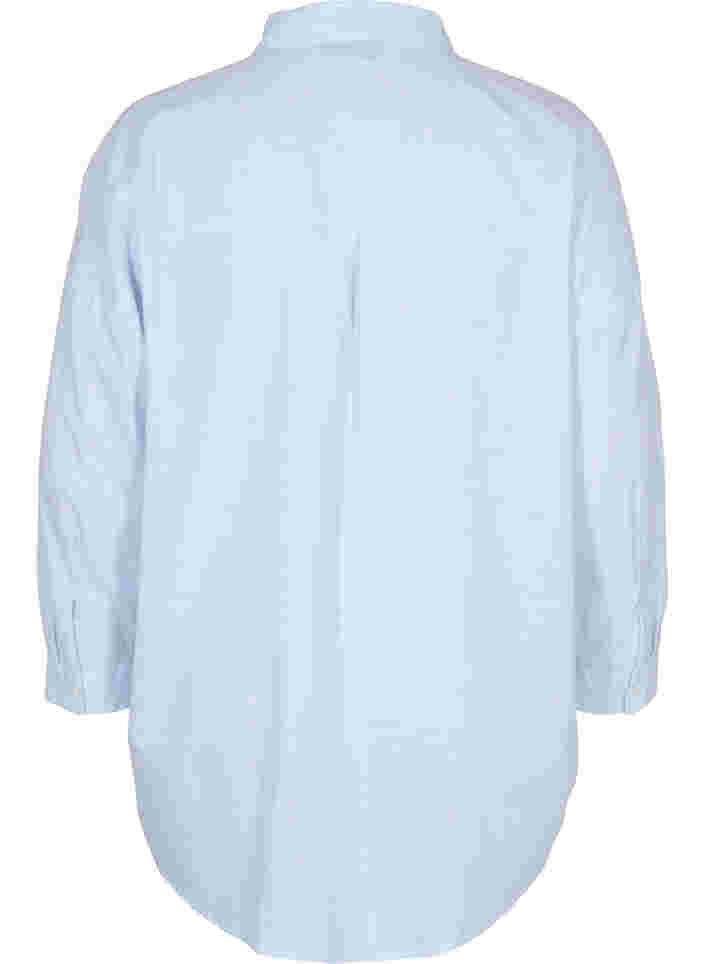 Gestreepte nachtjapon van katoen, White w. Blue Stripe, Packshot image number 1