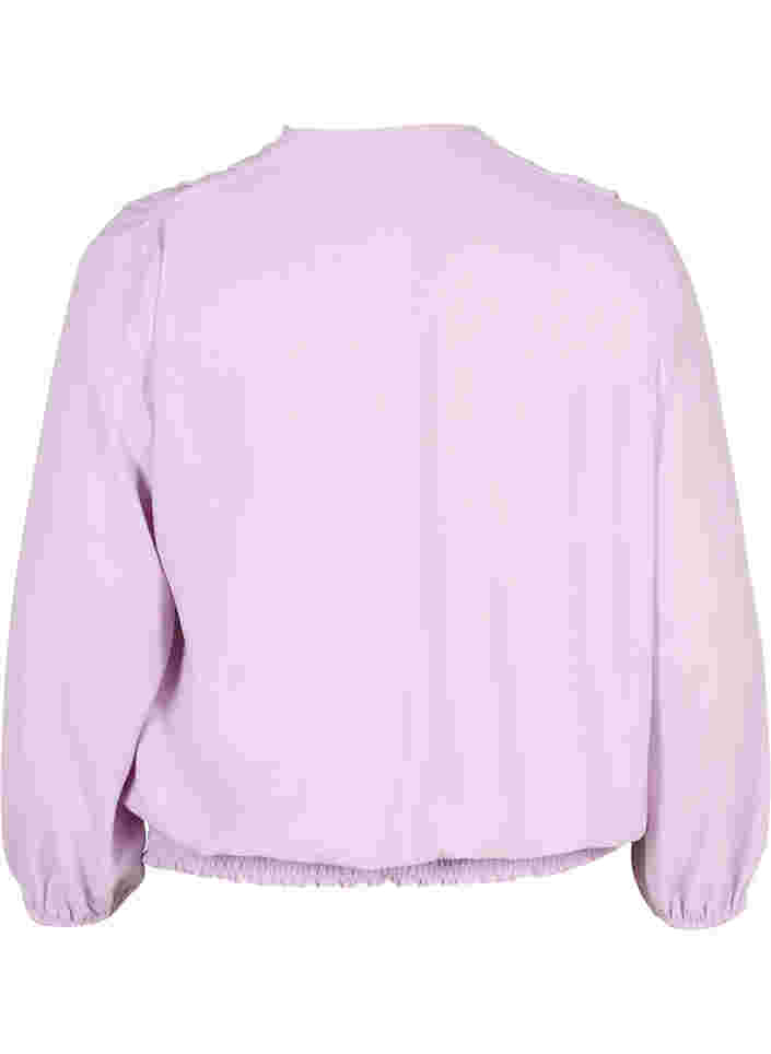 Wikkellook top met v-hals en 3/4 mouwen, Lavender Frost, Packshot image number 1