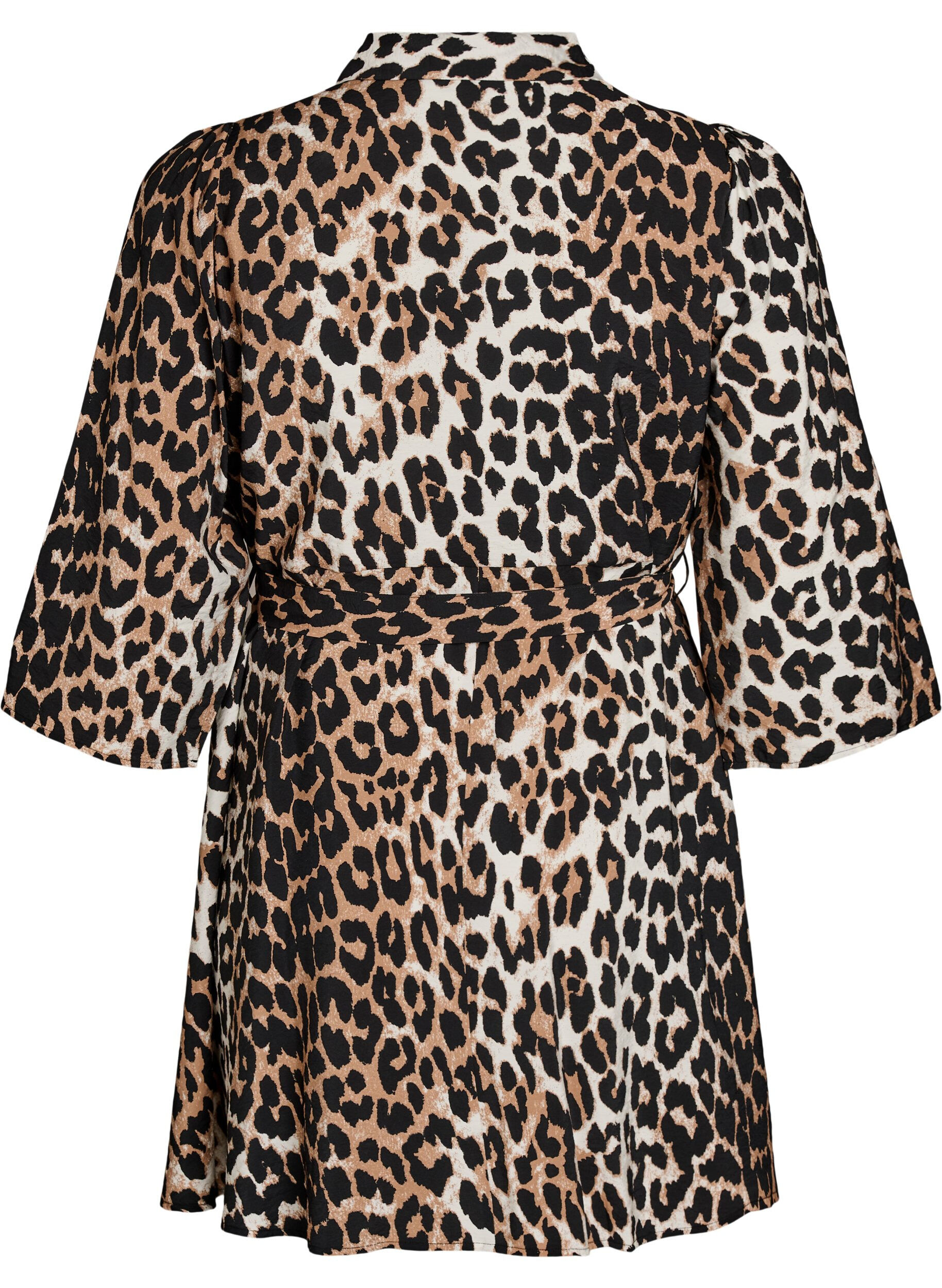 ZizziGetailleerde tuniek met een strikceintuur en 3/4 mouwen., Bruin, Packshot image number 1