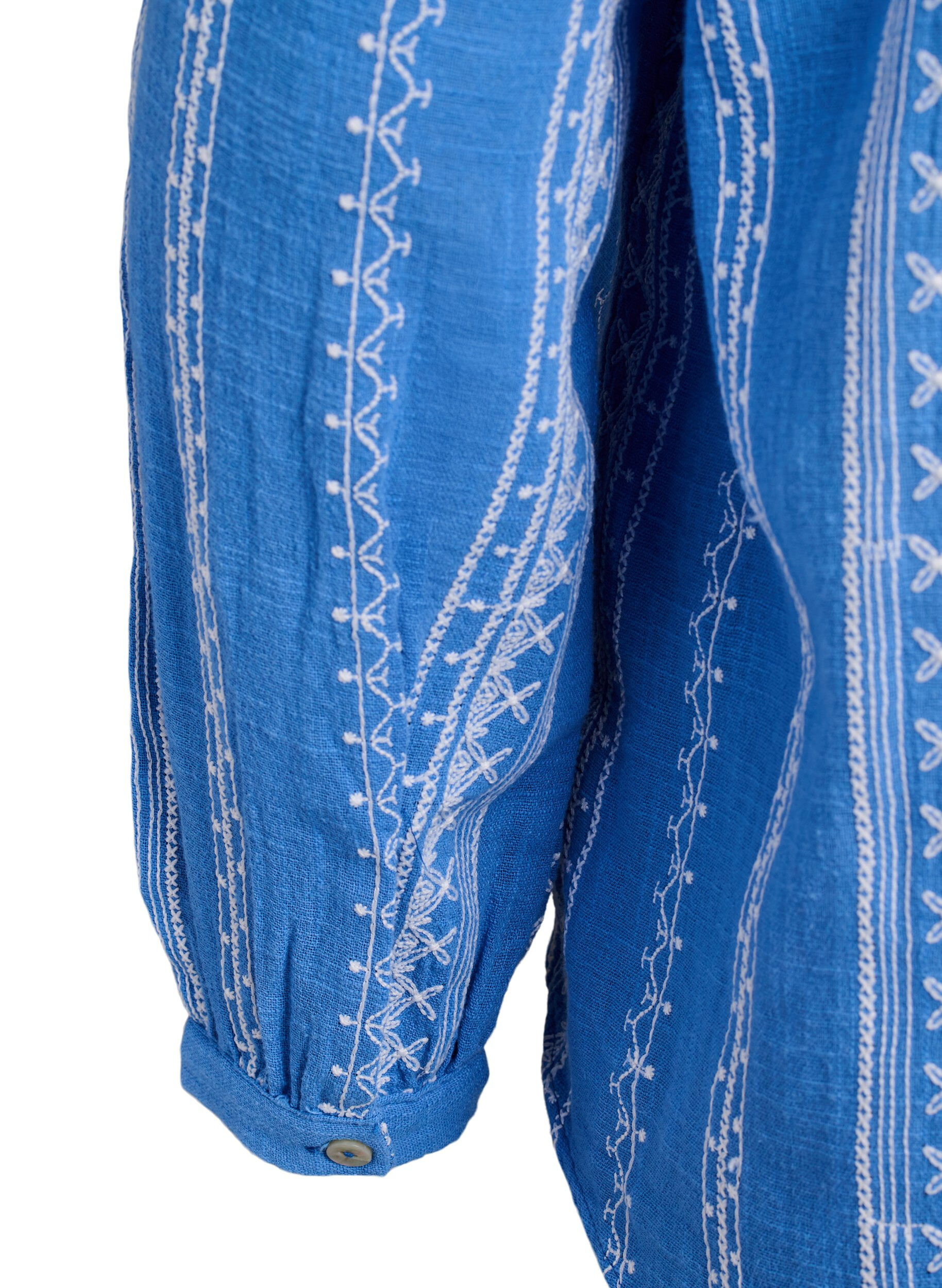 Zizzi Blouse met geborduurd patroon, Blauw, Packshot image number 3