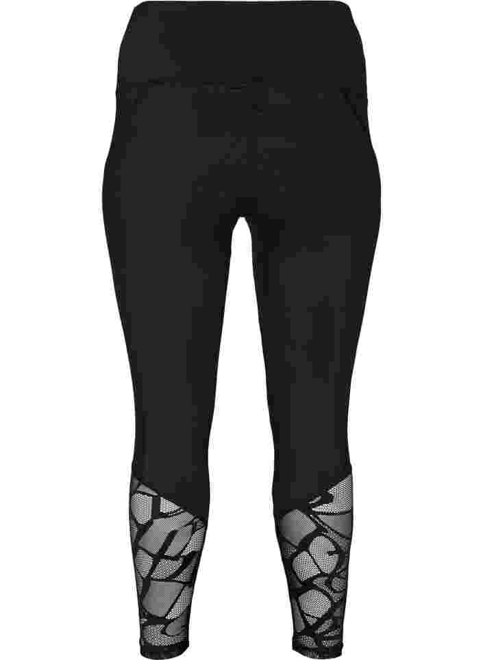 Cropped legging met patroon en mesh, Black, Packshot image number 1