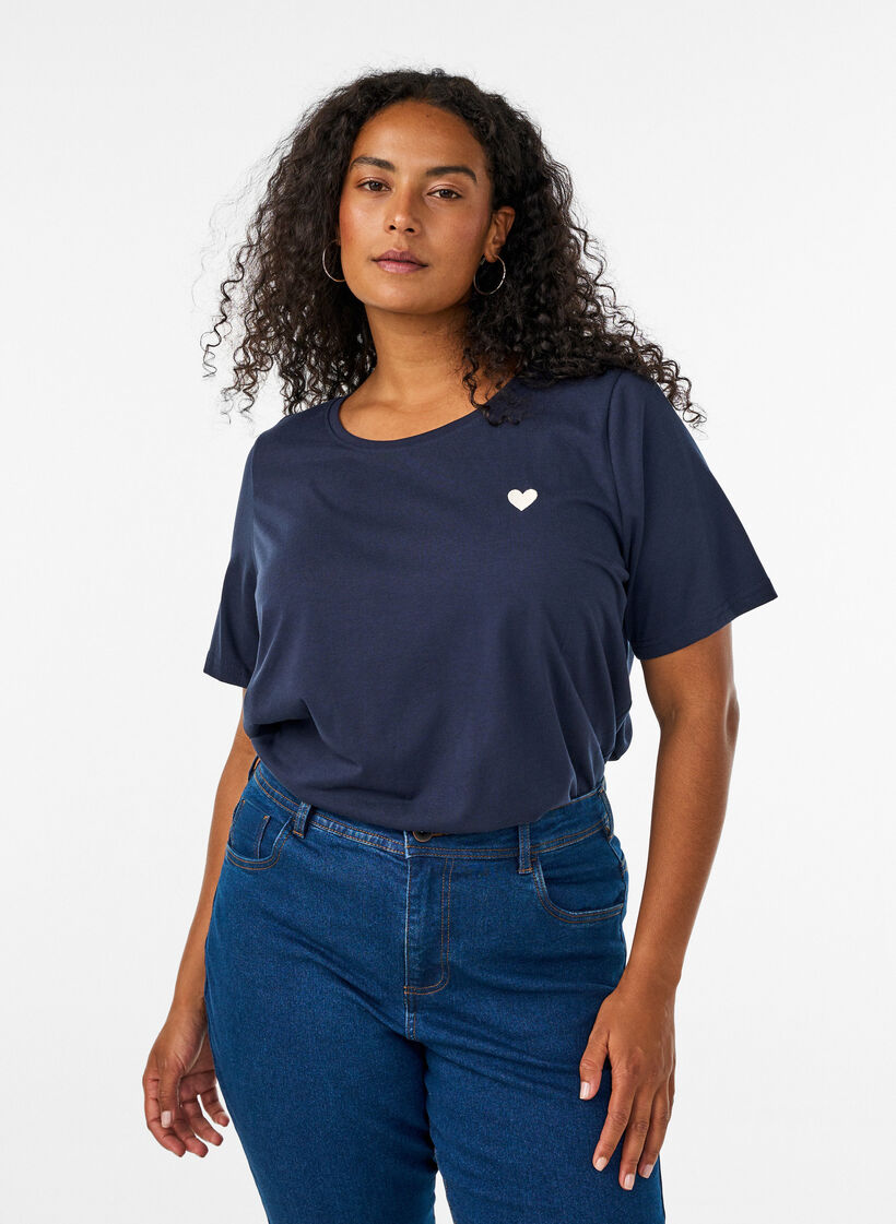T-shirt met print, Blauw, Model image number 0