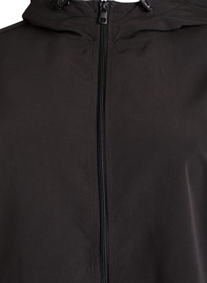 Lichtgewicht jas met een capuchon en ritssluiting, Zwart, Packshot image number 2
