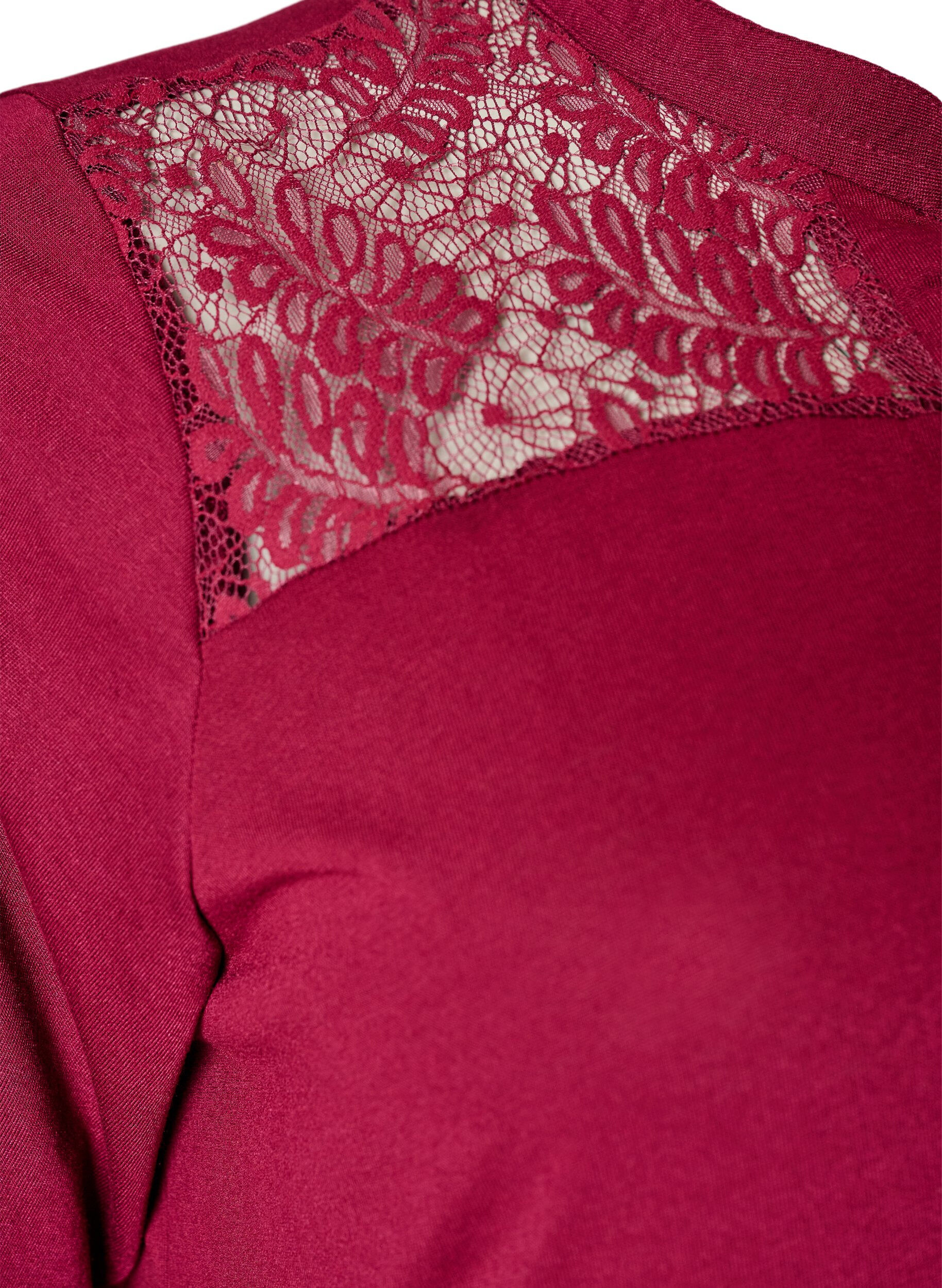 ZizziJerseyjurk met kanten details en een gelaagde rok, Rood, Packshot image number 3
