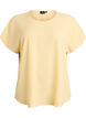 Blouse met korte mouwen en een ronde halslijn, Geel, Packshot image number 0