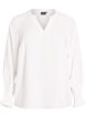 Blouse met smockmanchetten en V-hals, Vanille, Packshot image number 0