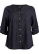 Katoenen blouse met V-hals, Zwart, Packshot image number 0