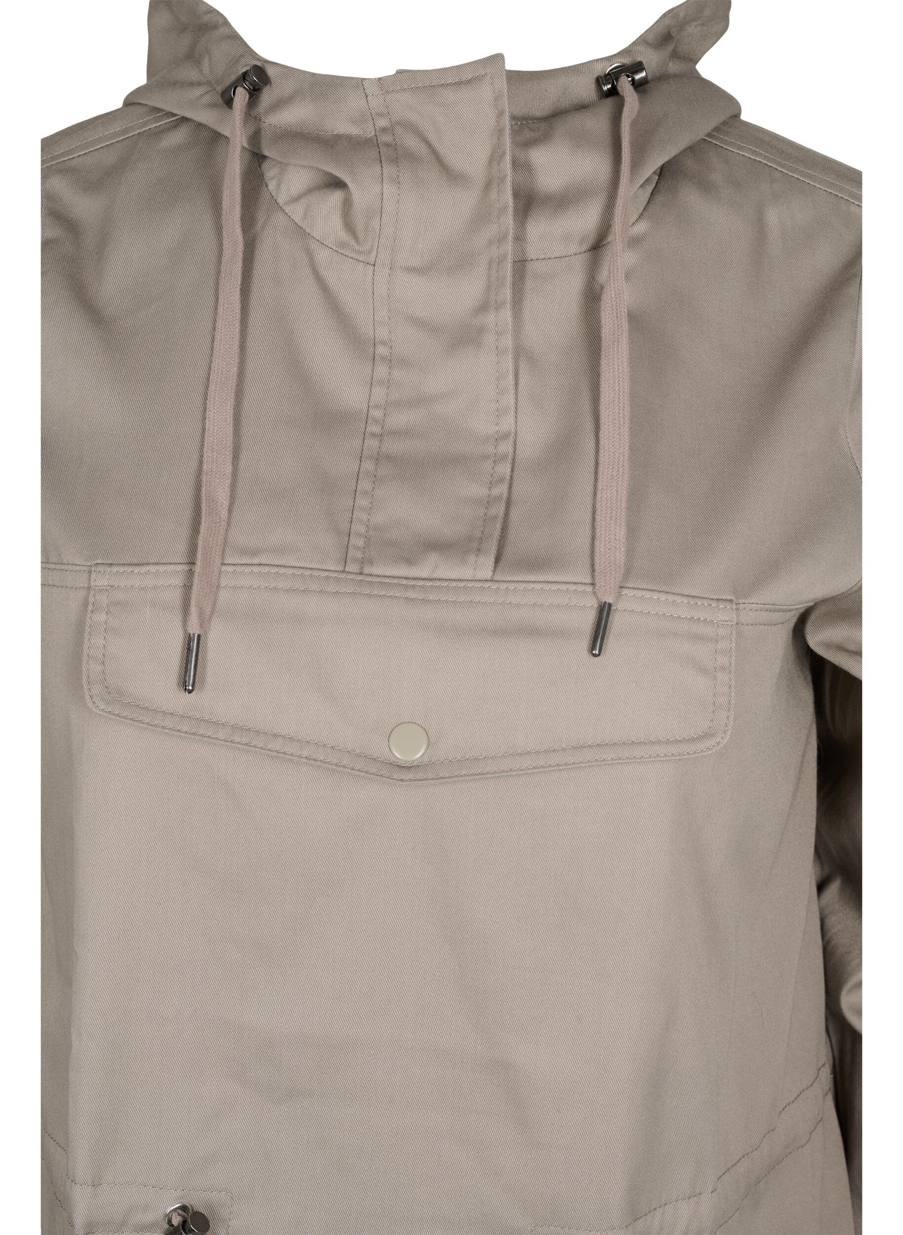 Zizzi Anorak met capuchon en zak, Moon Rock, Packshot image number 2