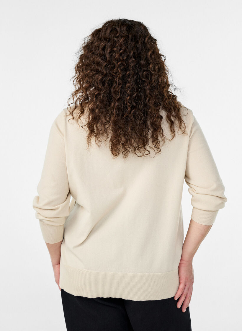 Fijngebreide vest met ronde hals, Beige, Model image number 2