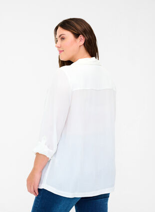 Viscose blouse met v-hals, Snow White, Model image number 1