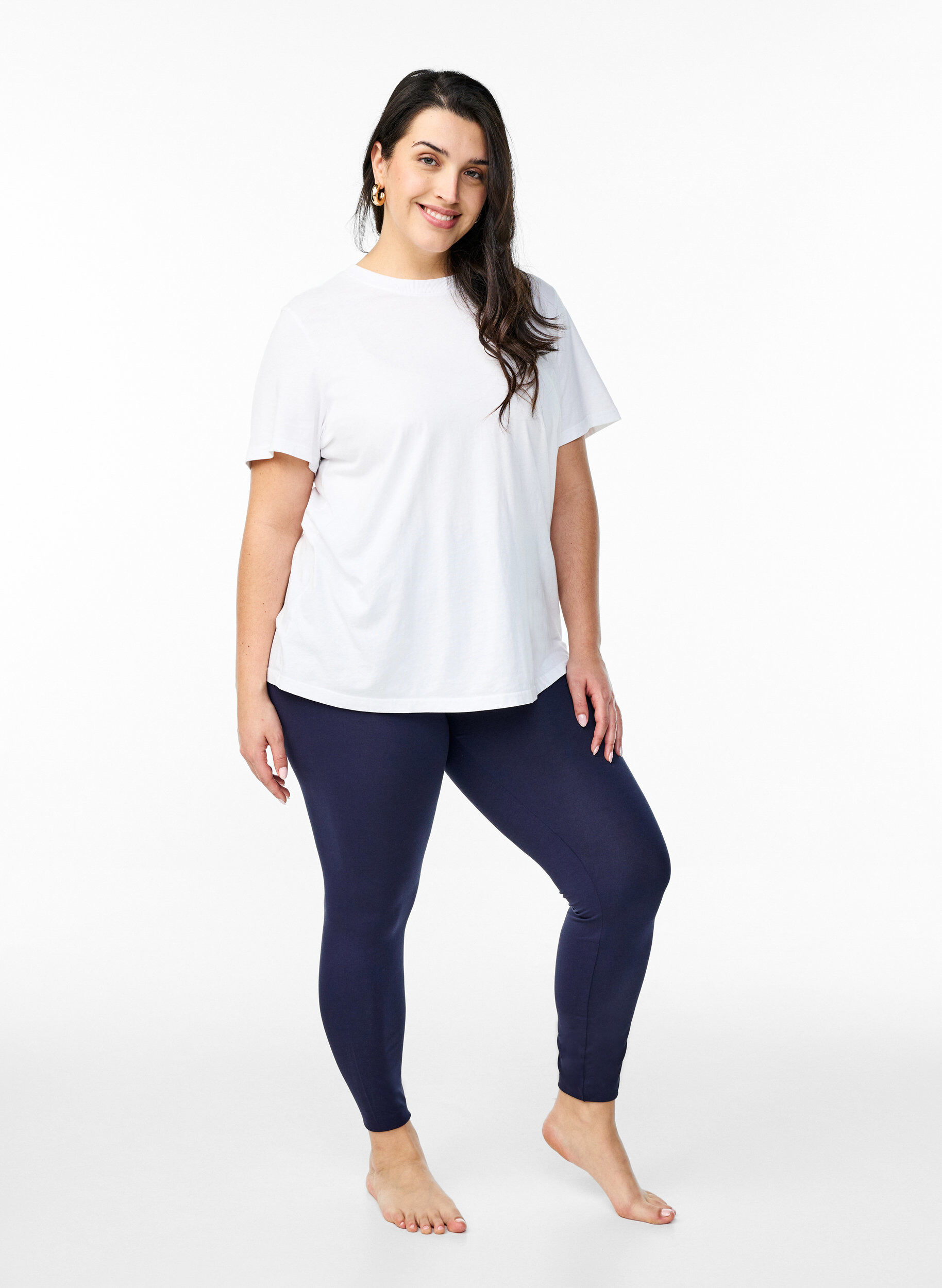Zizzi Basic legging in viscose, Blauw, Model image number 1