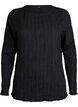 Jersey blouse met een golvende textuur, Zwart, Packshot image number 0